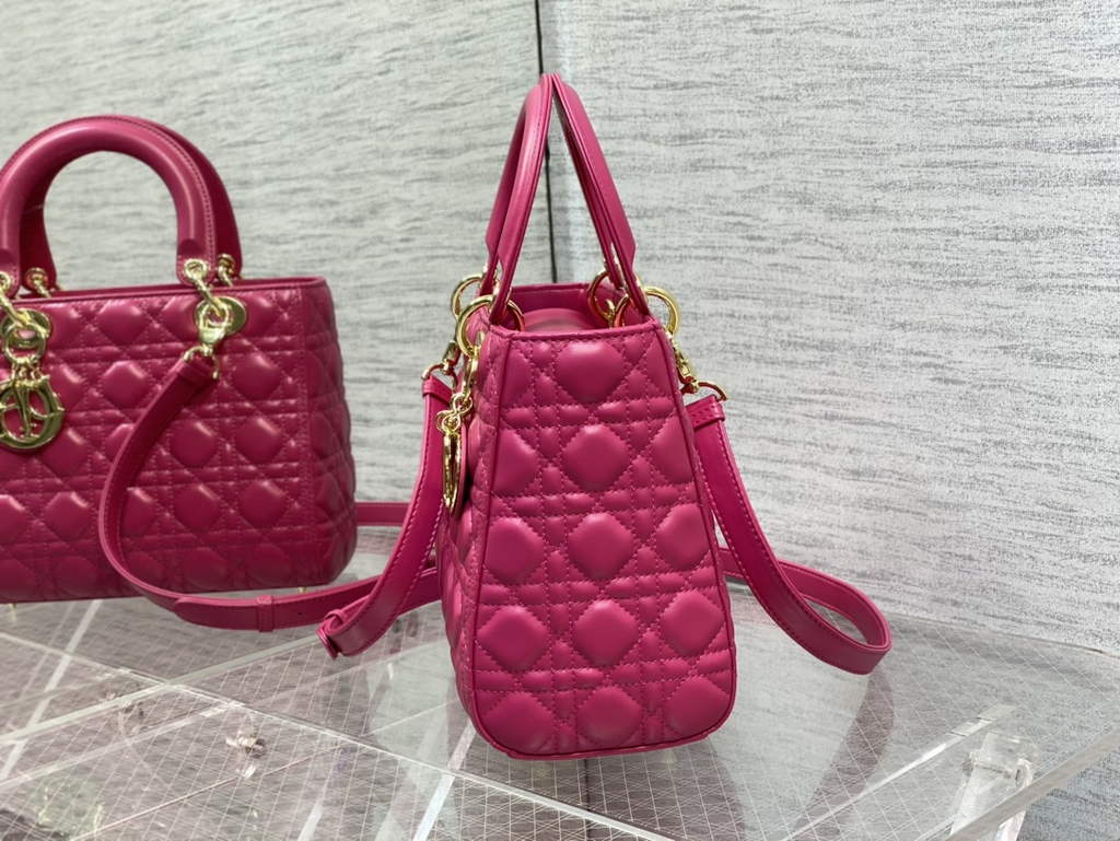 Dior M0565 Medium Lady Bag Cannage Lambskin plum gold - Default Title - View 6