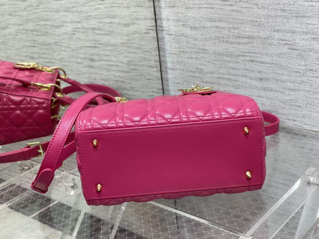 Dior M0565 Medium Lady Bag Cannage Lambskin plum gold - Default Title - View 7
