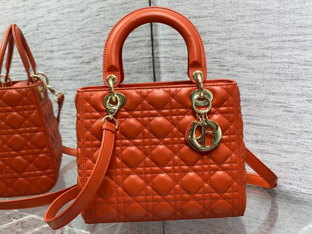 Dior M0565 Medium Lady Bag Cannage Lambskin red gold - Default Title - View 2