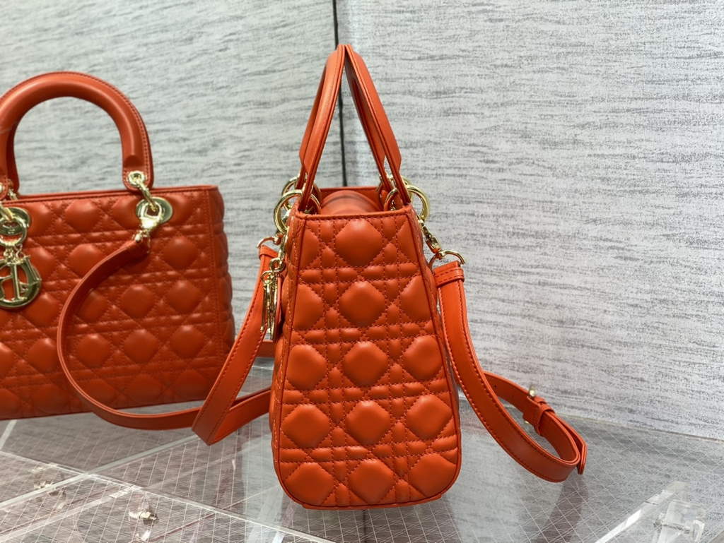 Dior M0565 Medium Lady Bag Cannage Lambskin red gold - Default Title - View 6