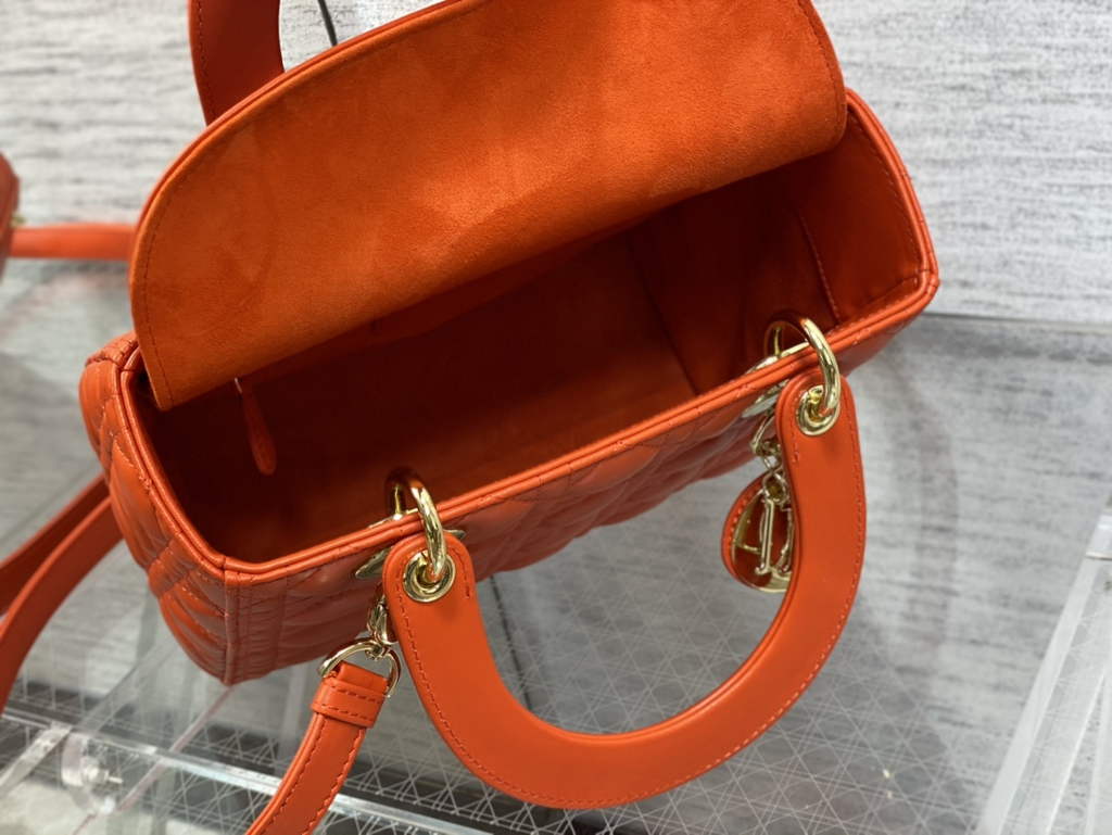 Dior M0565 Medium Lady Bag Cannage Lambskin red gold - Default Title - View 8