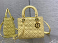 Dior M0565 Medium Lady Bag Cannage Lambskin yellow gold - Default Title - View 1