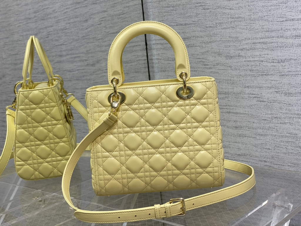 Dior M0565 Medium Lady Bag Cannage Lambskin yellow gold - Default Title - View 5