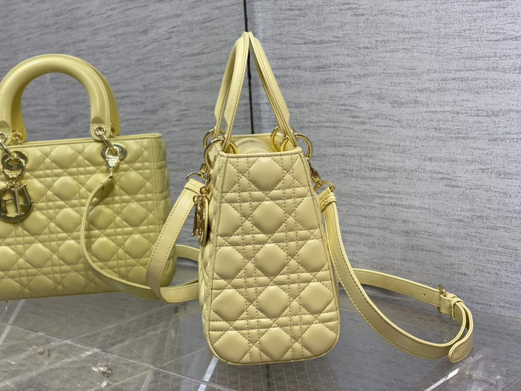 Dior M0565 Medium Lady Bag Cannage Lambskin yellow gold - Default Title - View 6