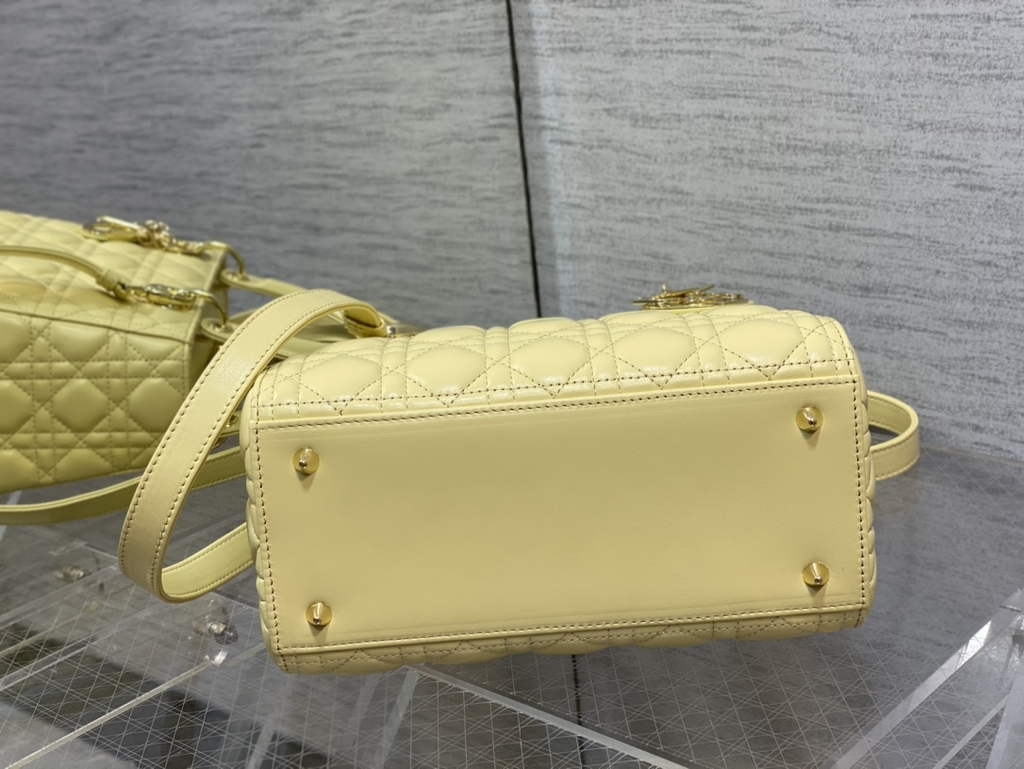 Dior M0565 Medium Lady Bag Cannage Lambskin yellow gold - Default Title - View 7