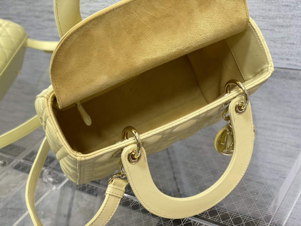 Dior M0565 Medium Lady Bag Cannage Lambskin yellow gold - Default Title - View 8