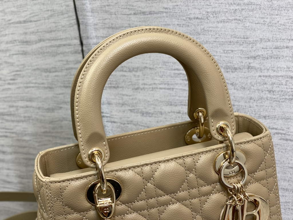 Dior M0565 Medium Lady Bag Apricot Gold Grained Cannage Calfskin - Default Title - View 2