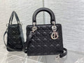 Dior M0565 Medium Lady Bag Black Silver Grained Cannage Calfskin - Default Title - View 1