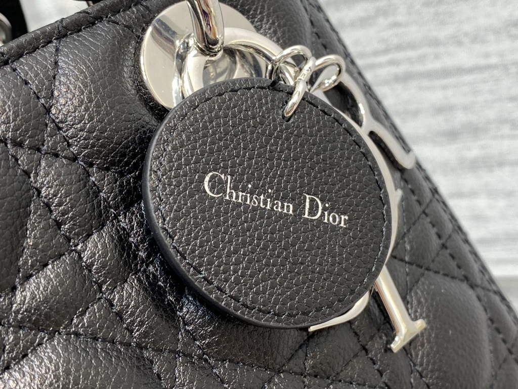 Dior M0565 Medium Lady Bag Black Silver Grained Cannage Calfskin - Default Title - View 4