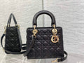 Dior M0565 Medium Lady Bag Black Gold Grained Cannage Calfskin - Default Title - View 1
