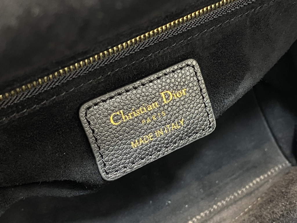 Dior M0565 Medium Lady Bag Black Gold Grained Cannage Calfskin - Default Title - View 9
