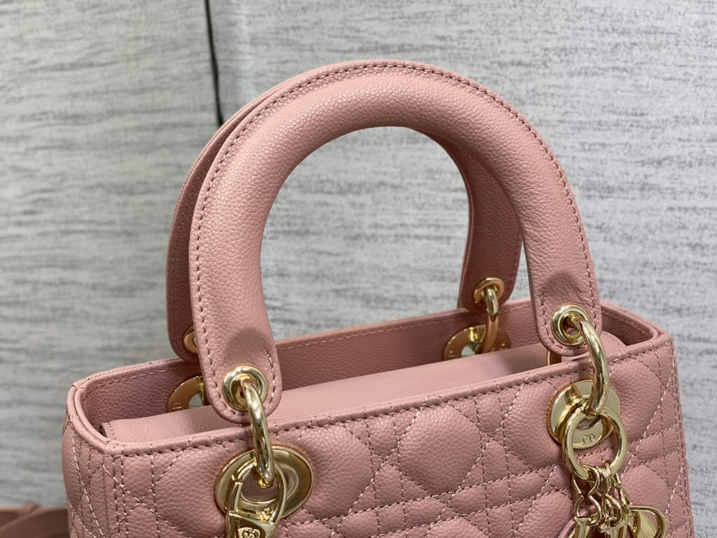 Dior M0565 Medium Lady Bag Pink Gold Grained Cannage Calfskin - Default Title - View 2