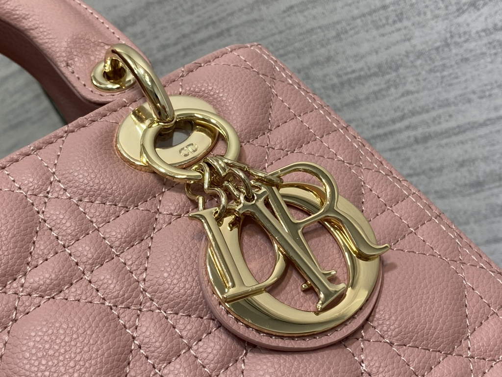 Dior M0565 Medium Lady Bag Pink Gold Grained Cannage Calfskin - Default Title - View 3