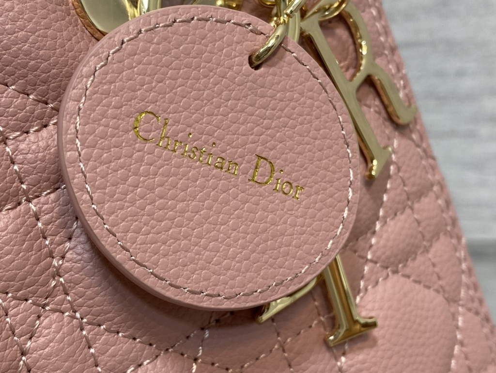 Dior M0565 Medium Lady Bag Pink Gold Grained Cannage Calfskin - Default Title - View 4