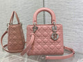 Dior M0565 Medium Lady Bag Pink Silver Grained Cannage Calfskin - Default Title - View 1