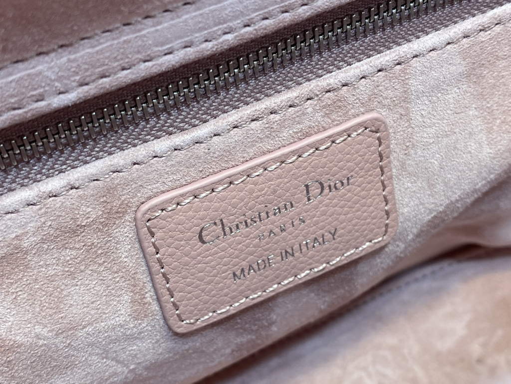 Dior M0565 Medium Lady Bag Pink Silver Grained Cannage Calfskin - Default Title - View 9