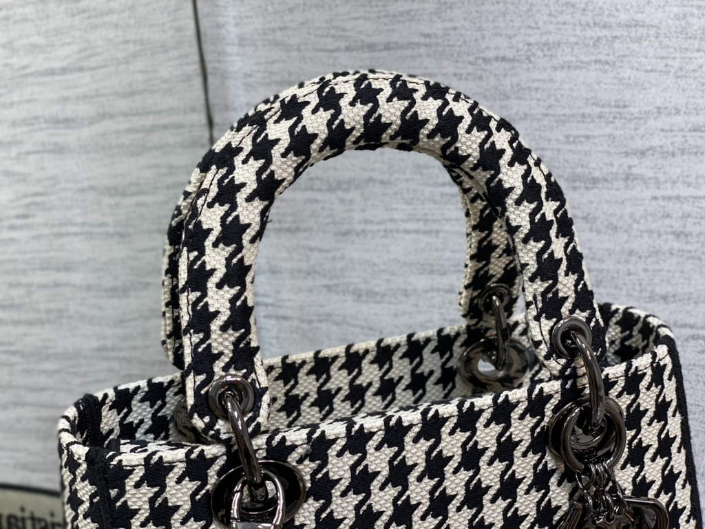 Dior M0565 Medium Lady D-Lite Bag Black and White - Default Title - View 4