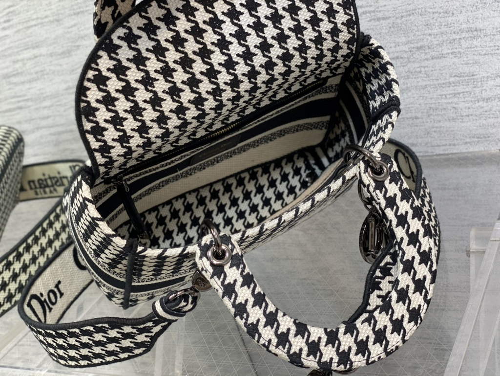 Dior M0565 Medium Lady D-Lite Bag Black and White - Default Title - View 8