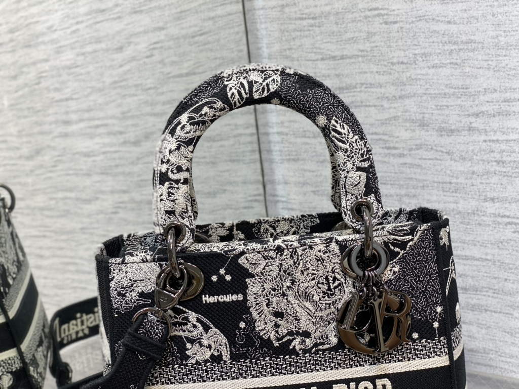 Dior M0565 Medium Lady D-Lite Bag Black Toile de Jouy Zodiac - Default Title - View 3