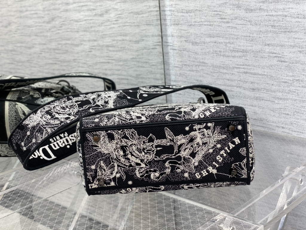 Dior M0565 Medium Lady D-Lite Bag Black Toile de Jouy Zodiac - Default Title - View 7