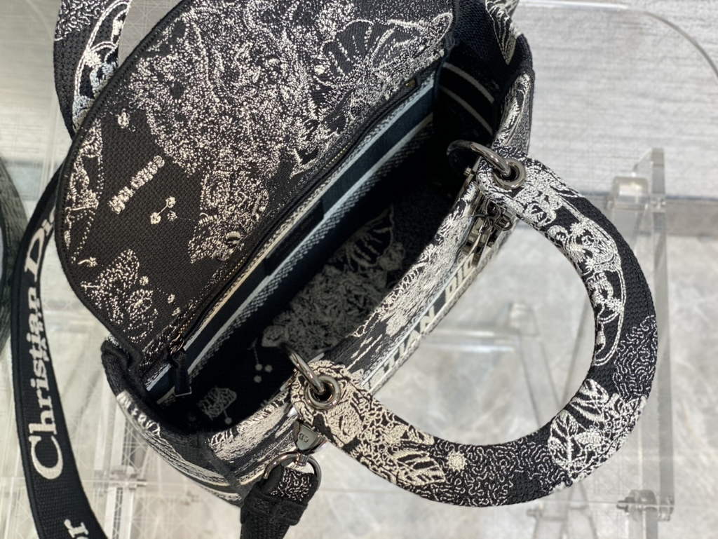 Dior M0565 Medium Lady D-Lite Bag Black Toile de Jouy Zodiac - Default Title - View 8
