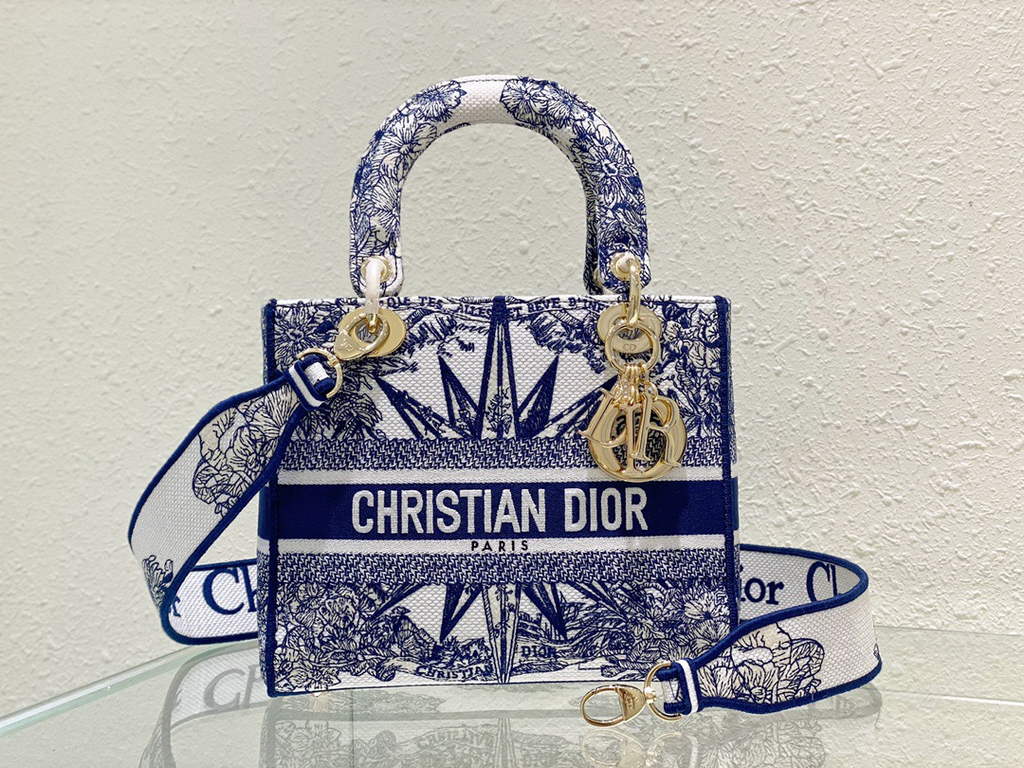 Dior M0565 Medium Lady D-Lite Bag Blue Multicolor - Default Title - View 2