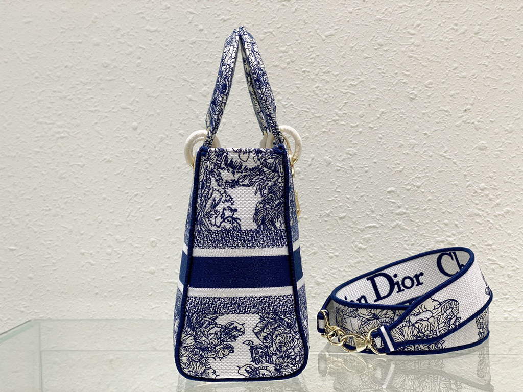 Dior M0565 Medium Lady D-Lite Bag Blue Multicolor - Default Title - View 4