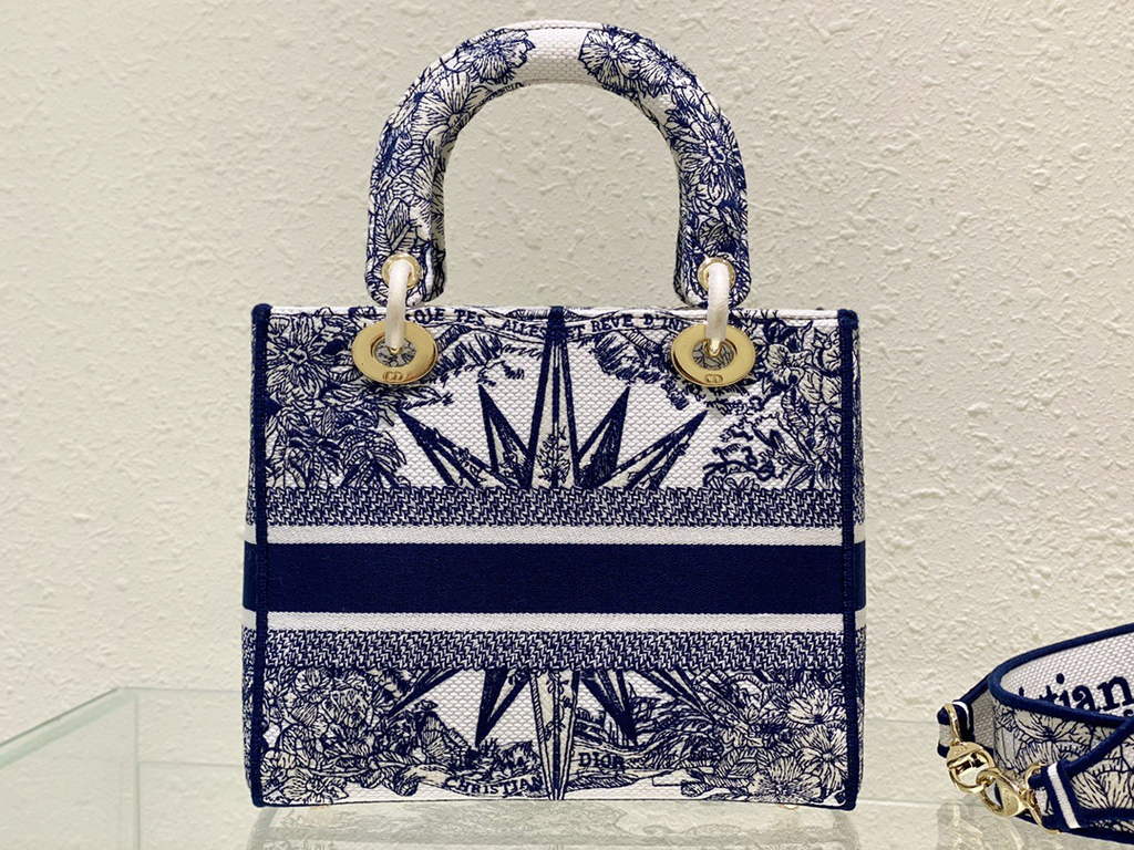 Dior M0565 Medium Lady D-Lite Bag Blue Multicolor - Default Title - View 5