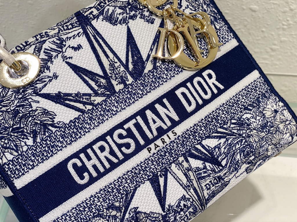 Dior M0565 Medium Lady D-Lite Bag Blue Multicolor - Default Title - View 6