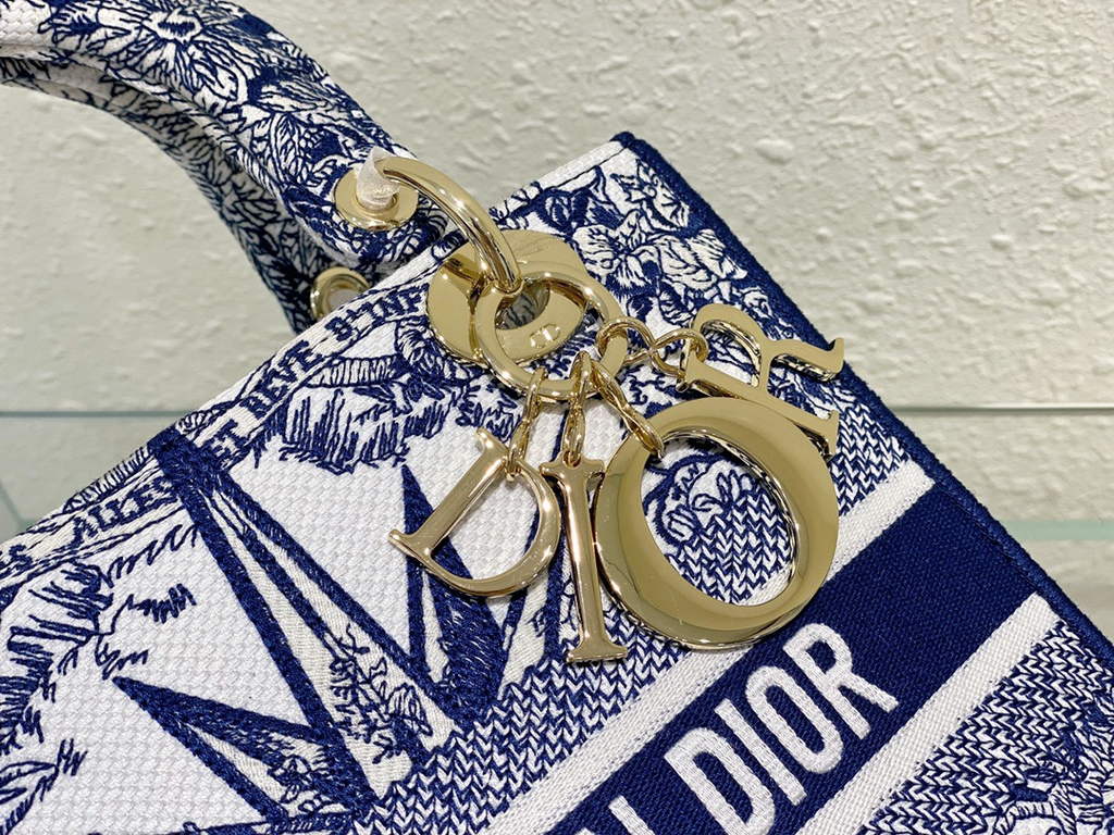 Dior M0565 Medium Lady D-Lite Bag Blue Multicolor - Default Title - View 7
