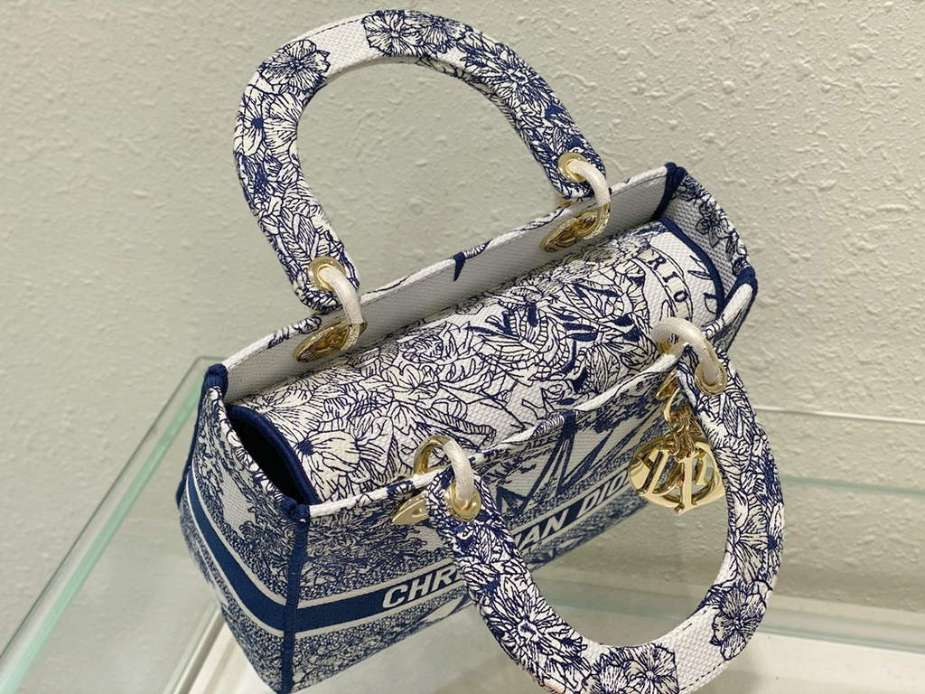 Dior M0565 Medium Lady D-Lite Bag Blue Multicolor - Default Title - View 8