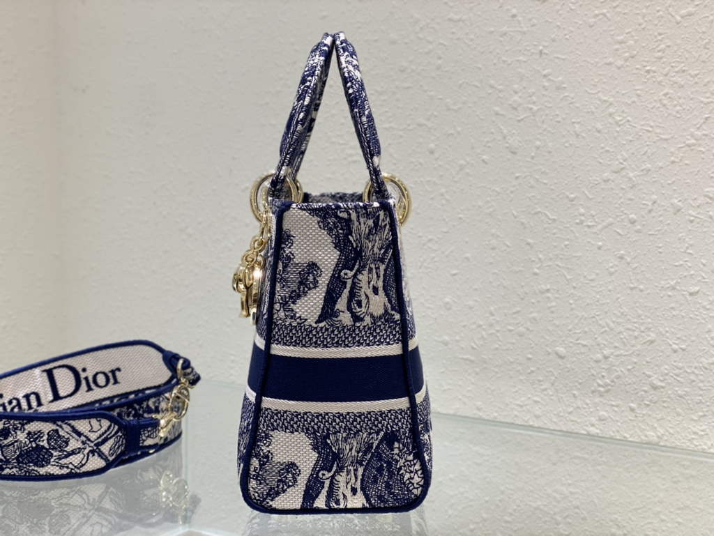 Dior M0565 Medium Lady D-Lite Bag Blue Toile de Jouy - Default Title - View 4