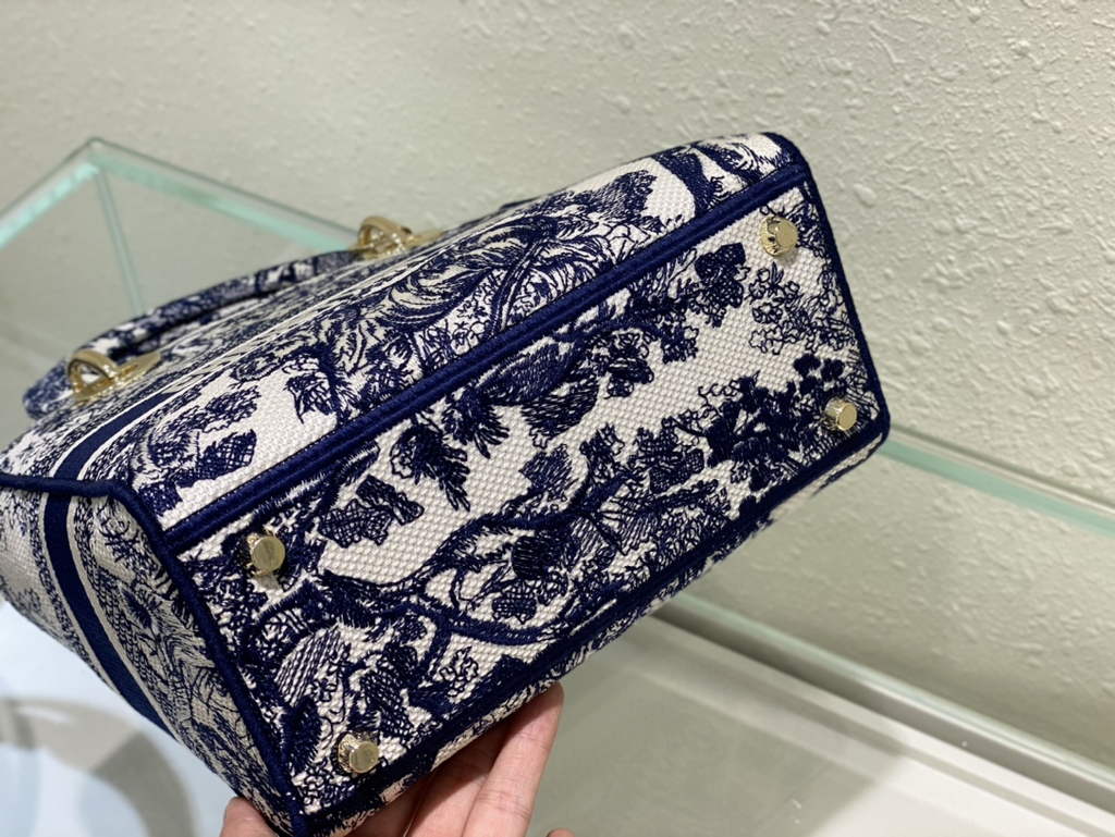 Dior M0565 Medium Lady D-Lite Bag Blue Toile de Jouy - Default Title - View 8