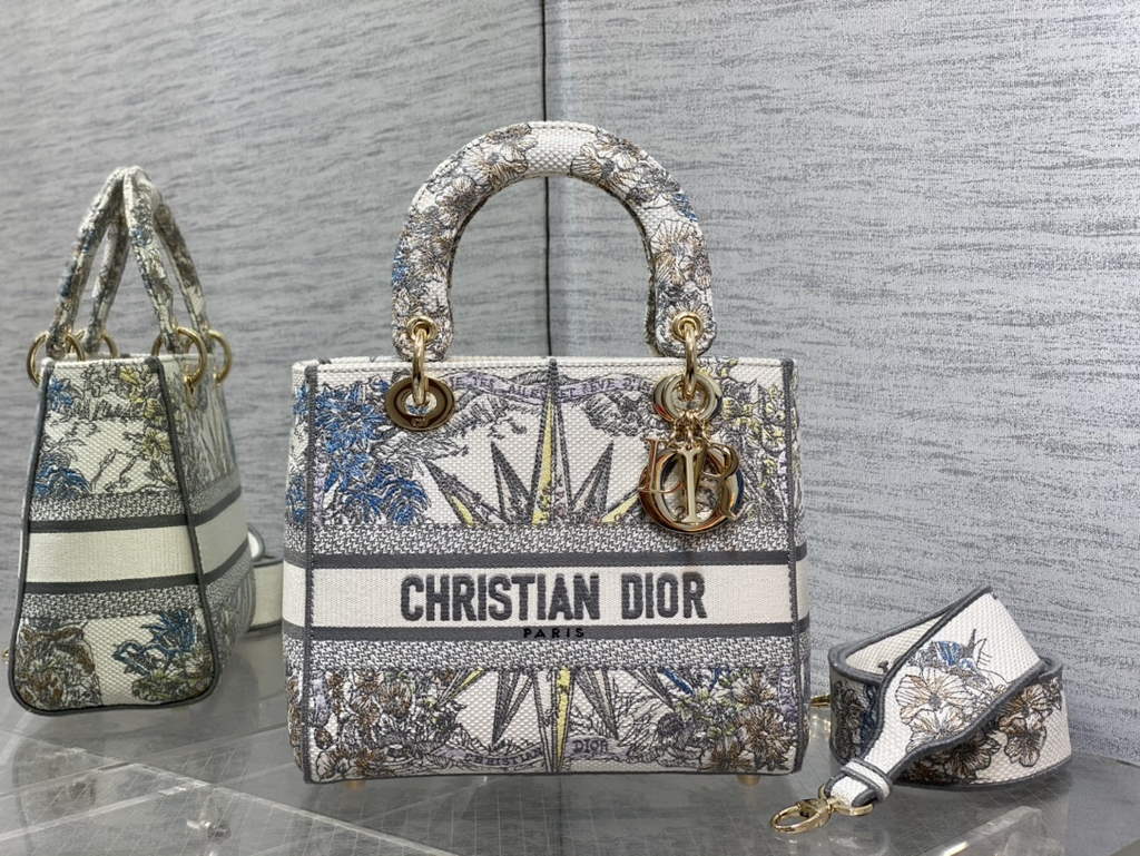 Dior M0565 Medium Lady D-Lite Bag Gray Multicolor - Default Title - View 2