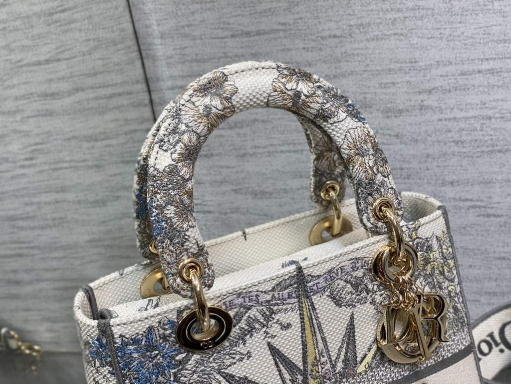 Dior M0565 Medium Lady D-Lite Bag Gray Multicolor - Default Title - View 3