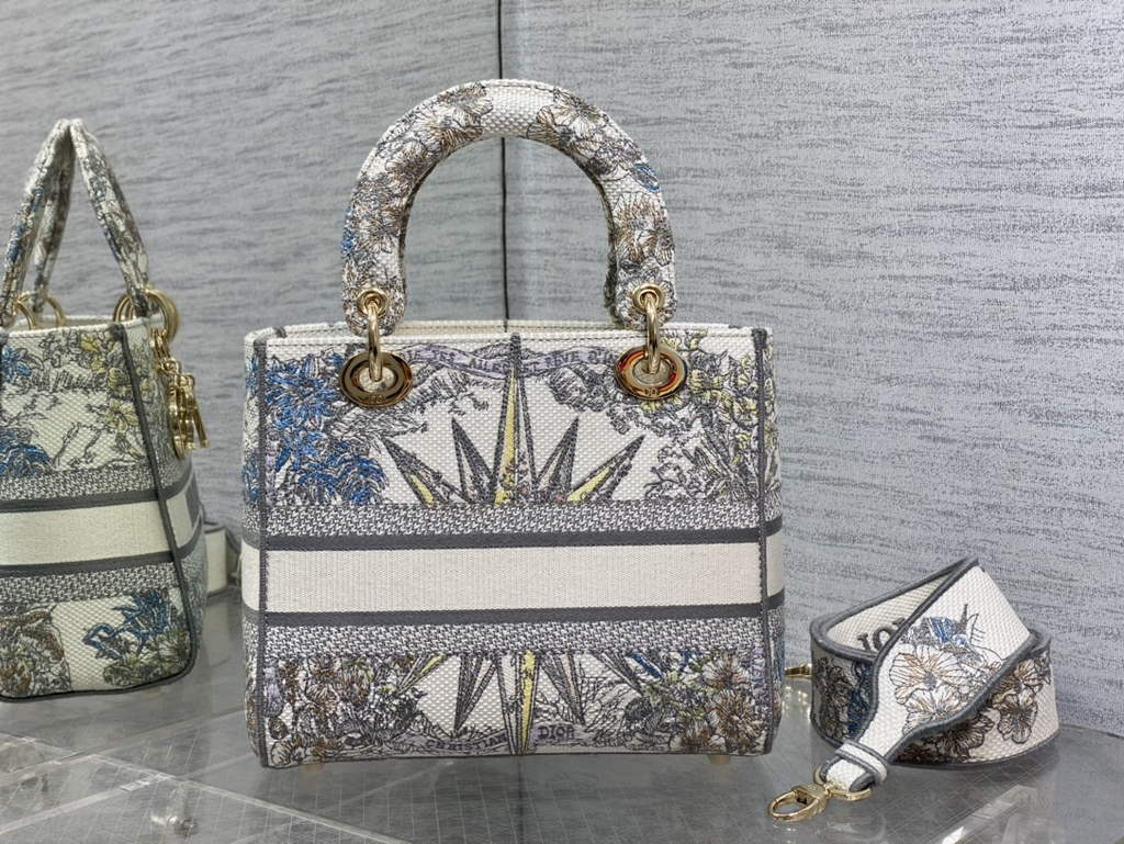 Dior M0565 Medium Lady D-Lite Bag Gray Multicolor - Default Title - View 5