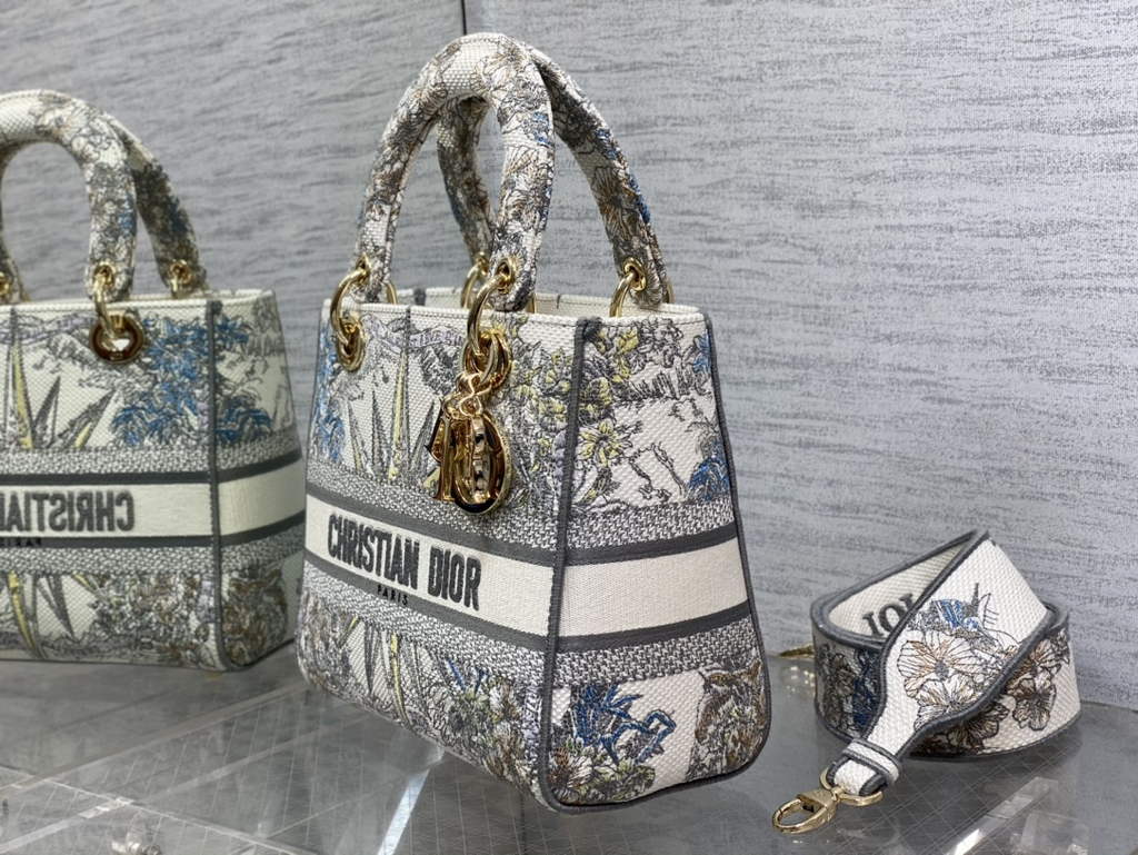 Dior M0565 Medium Lady D-Lite Bag Gray Multicolor - Default Title - View 6