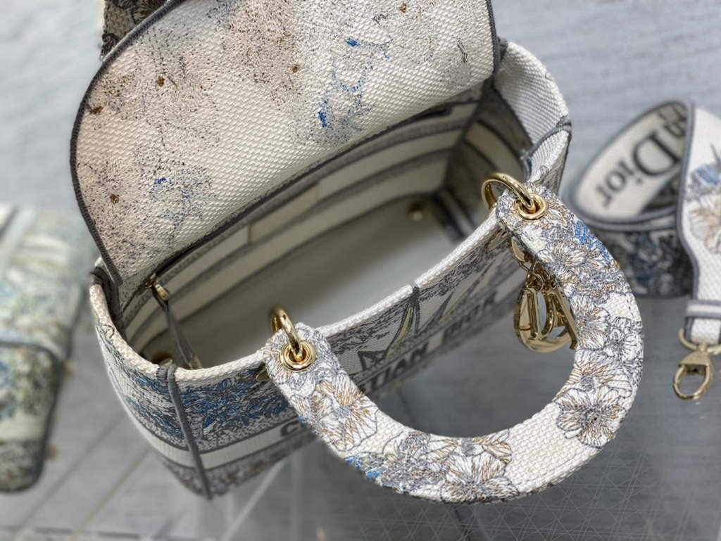 Dior M0565 Medium Lady D-Lite Bag Gray Multicolor - Default Title - View 8