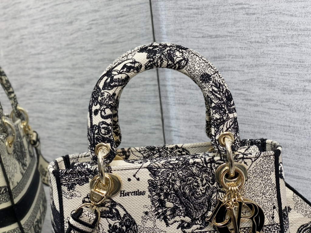 Dior M0565 Medium Lady D-Lite Bag Latte Toile de Jouy Zodiac - Default Title - View 4