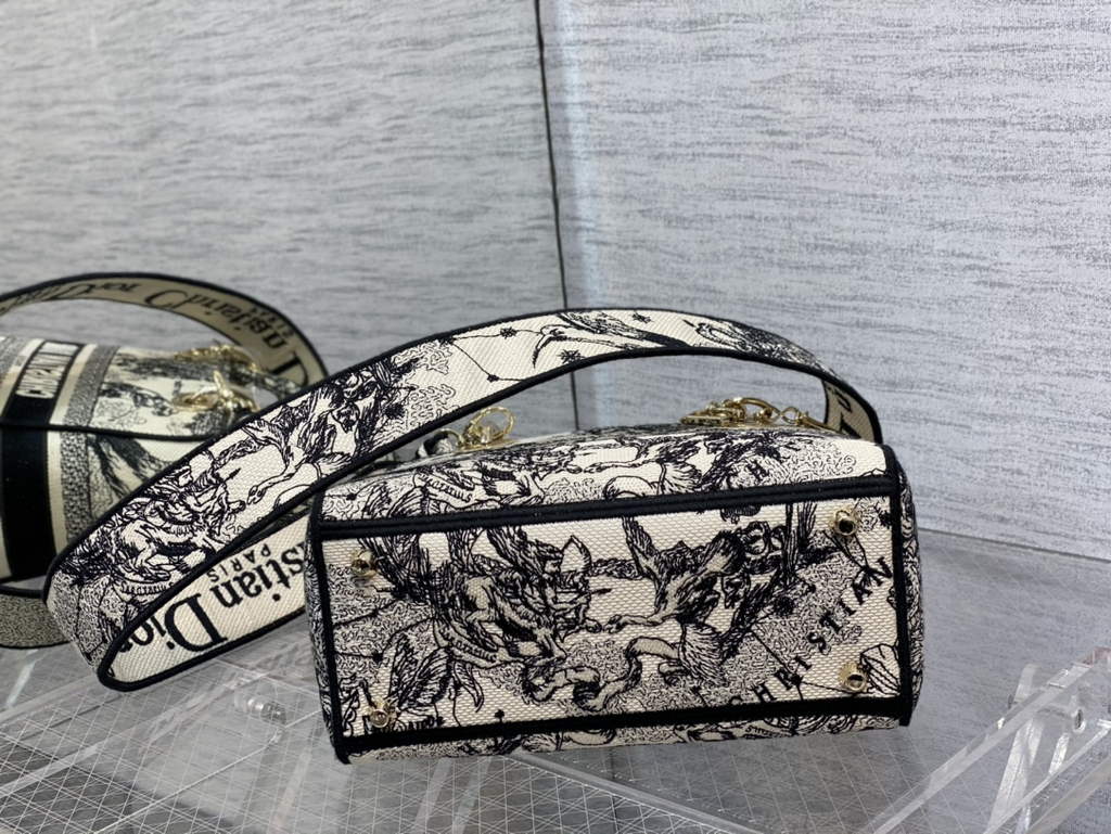 Dior M0565 Medium Lady D-Lite Bag Latte Toile de Jouy Zodiac - Default Title - View 7