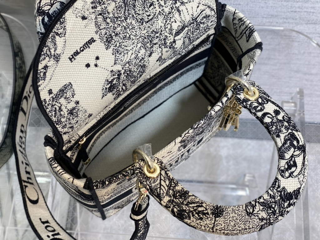 Dior M0565 Medium Lady D-Lite Bag Latte Toile de Jouy Zodiac - Default Title - View 8
