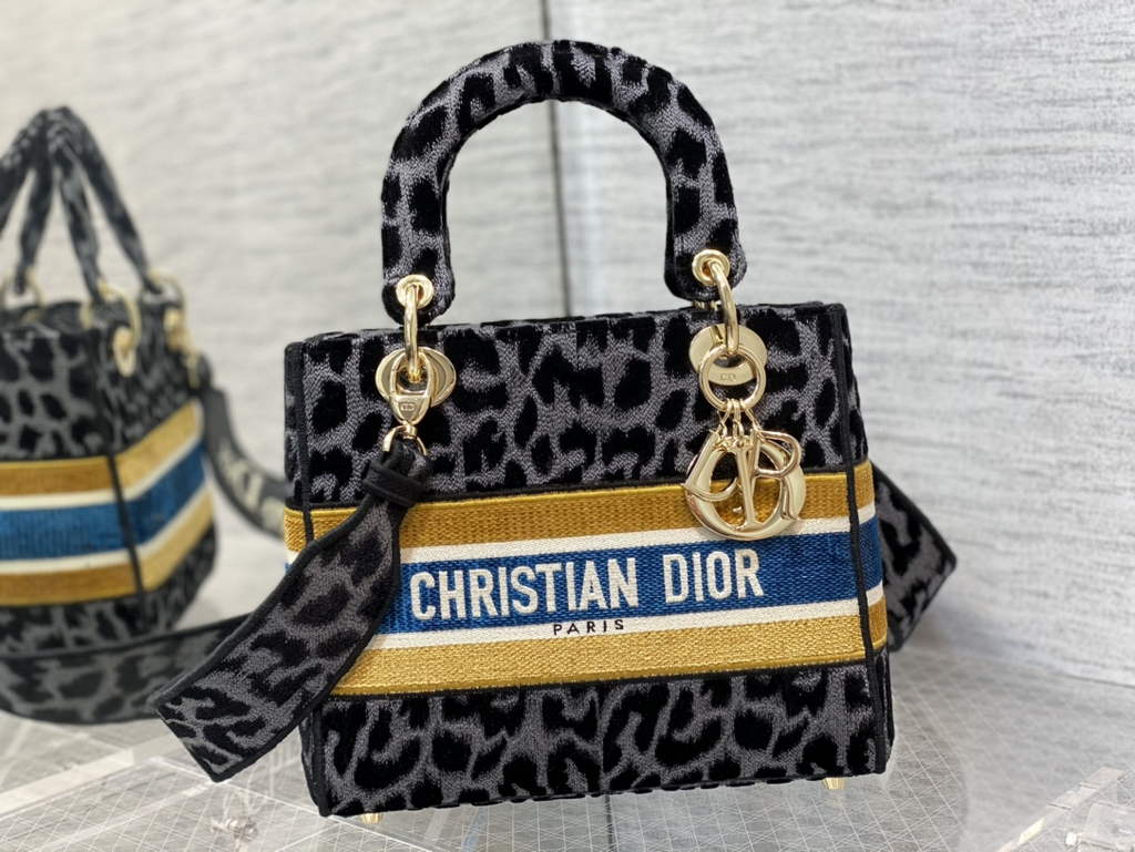 Dior M0565 Medium Lady D-Lite Bag dark gray Multicolor Mizza - Default Title - View 2