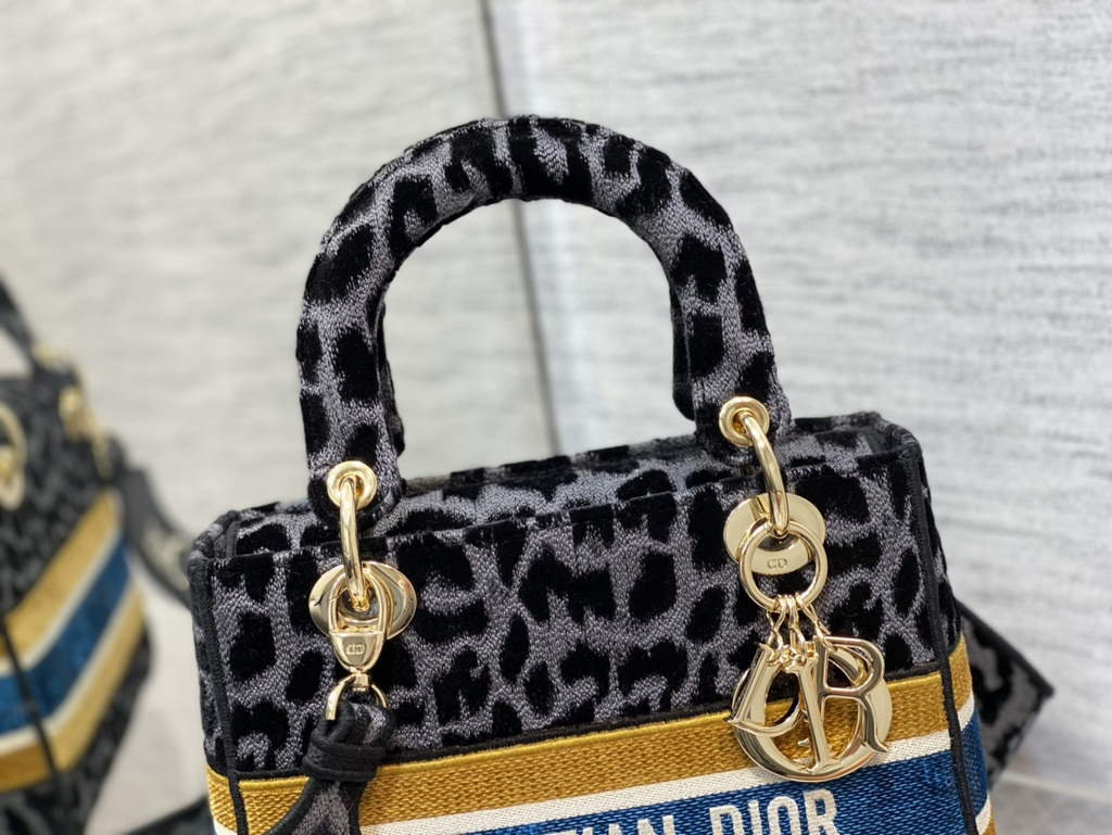 Dior M0565 Medium Lady D-Lite Bag dark gray Multicolor Mizza - Default Title - View 3