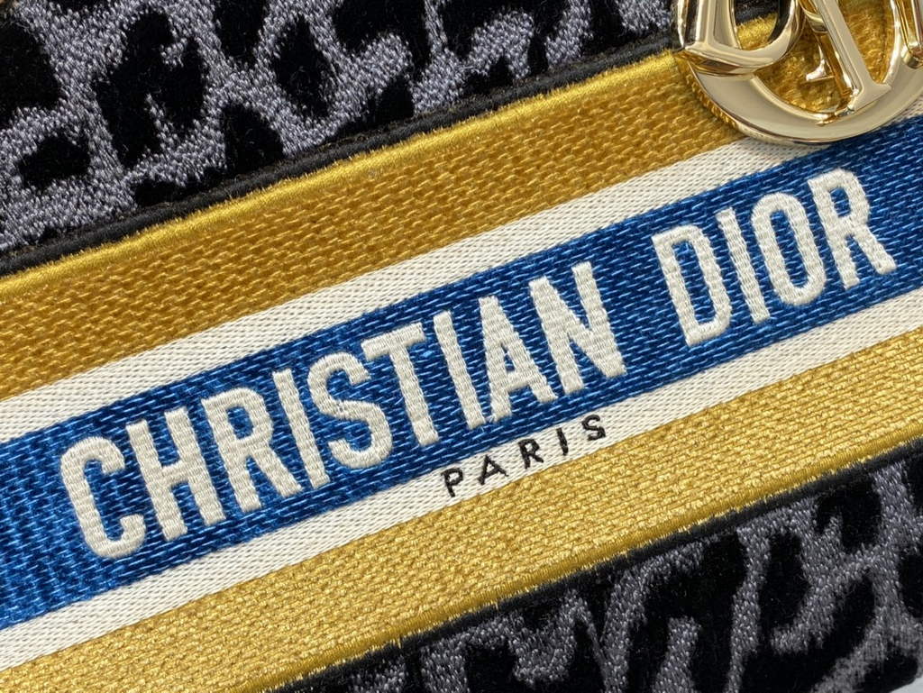 Dior M0565 Medium Lady D-Lite Bag dark gray Multicolor Mizza - Default Title - View 4