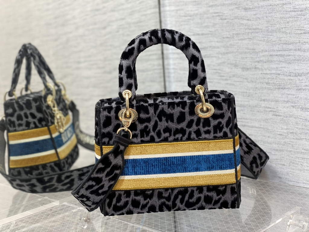 Dior M0565 Medium Lady D-Lite Bag dark gray Multicolor Mizza - Default Title - View 5