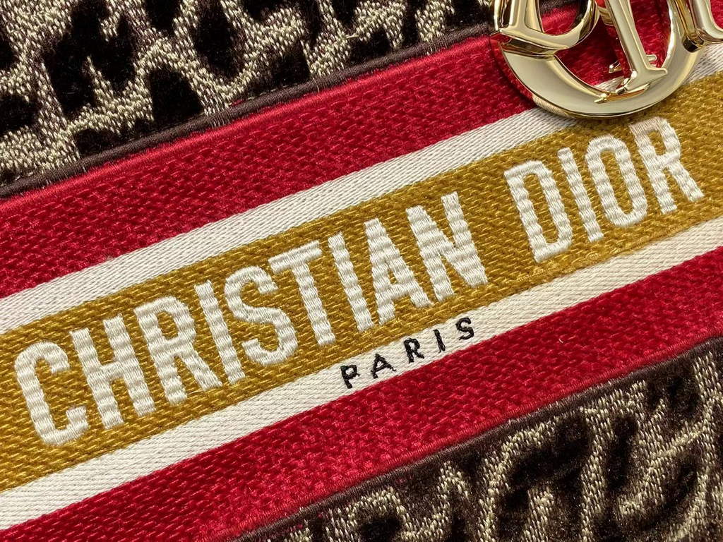 Dior M0565 Medium Lady D-Lite Bag Brown Multicolor Mizza - Default Title - View 3