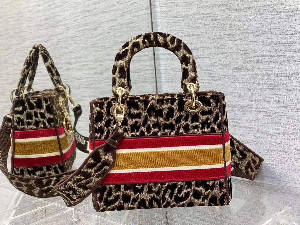 Dior M0565 Medium Lady D-Lite Bag Brown Multicolor Mizza - Default Title - View 4