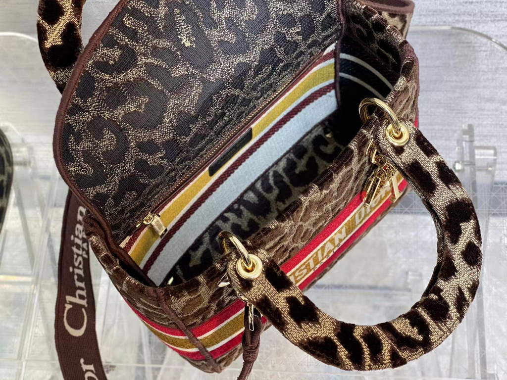 Dior M0565 Medium Lady D-Lite Bag Brown Multicolor Mizza - Default Title - View 7