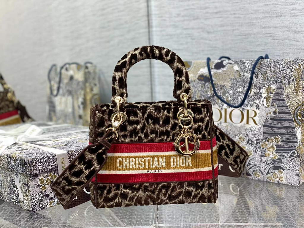 Dior M0565 Medium Lady D-Lite Bag Brown Multicolor Mizza - Default Title - View 9