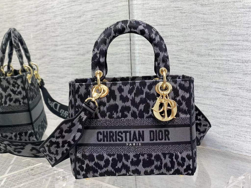 Dior M0565 Medium Lady D-Lite Bag Gray Multicolor Mizza - Default Title - View 1